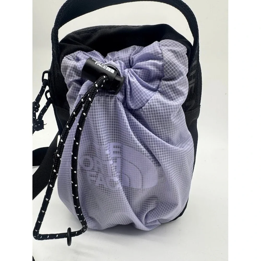 The North Face Bozer Cross Body Bag Black Lavender Ripstop Cinch Small Messenger